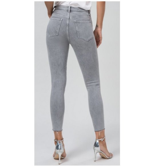 FLYING MONKEY MID RISE CROP RAW EDGE SKINNY GRAY - Picture 2 of 7